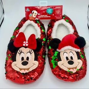 NWT Disney Parks Holiday Minnie & Mickey Slippers